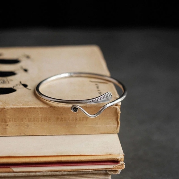 NEW Peacock Sterling Silver Feather Open Bracelet - Picture 6 of 15